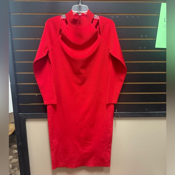 INC International Concepts Mock Neck Midi Cocktail Dress Red XL NEW - Picture 1 of 3
